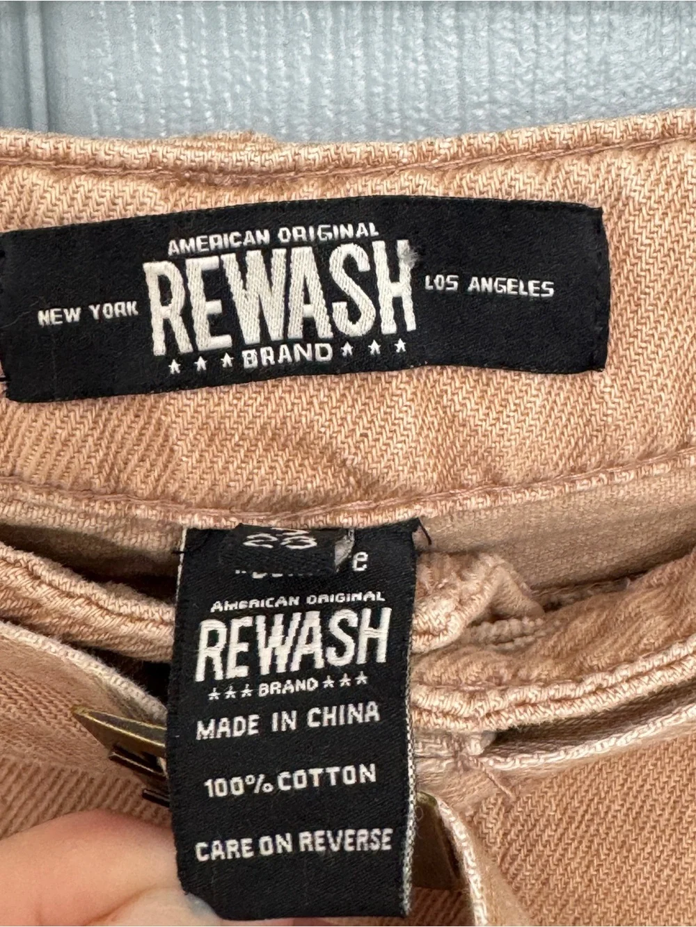 Rewash Sandstone Denim Wide Leg Pants Jeans W Belt 7 28